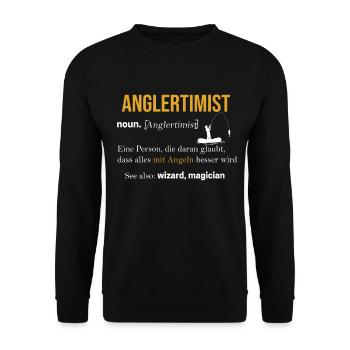 Angeln Tshirt Mann Fischer Rute Fischfang Fishing - Unisex Pullover - Schwarz - Vorne - Alina (178cm) & Michal (187cm)