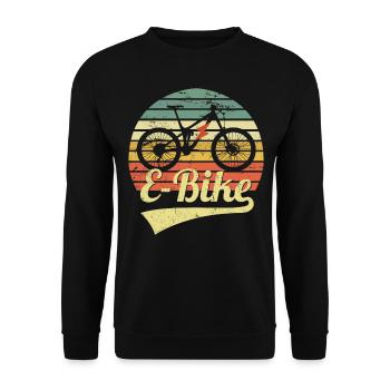 E Bike Retro Vintage E-Bike Mountainbike E-MTB - Sweat-shirt Unisexe - noir - Devant - Alina (178cm) & Michal (187cm)