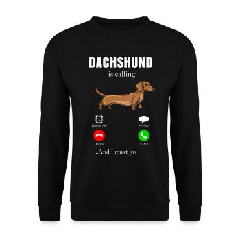 Dachshund Geschenk Dixie Wiener Doxie Dackel - Unisex Pullover - Schwarz - Vorne - Alina (178cm) & Michal (187cm)