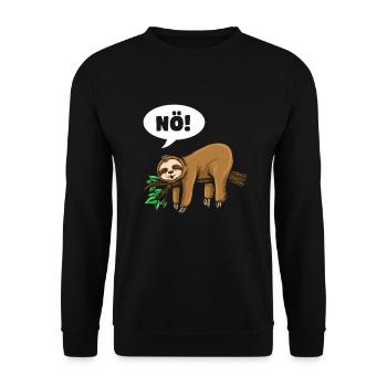 Faultier Tshirt Damen Herren Faul Müde Bürohumor - Unisex Pullover - Schwarz - Vorne - Alina (178cm) & Michal (187cm)
