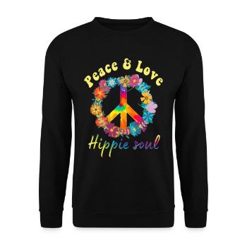 Hippie Peace Groovy Flowerpower Boho Woodstock - Sweat-shirt Unisexe - noir - Devant - Alina (178cm) & Michal (187cm)