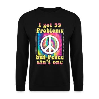 Hippie Geschenk Acidhead Flowerpower Hippi Hippy - Unisex Pullover - Schwarz - Vorne - Alina (178cm) & Michal (187cm)