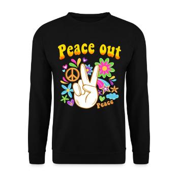 Hippie Tshirt Peace Movement Woodstock Boho Groove - Unisex Sweatshirt - black - Front - Alina (178cm) & Michal (187cm)