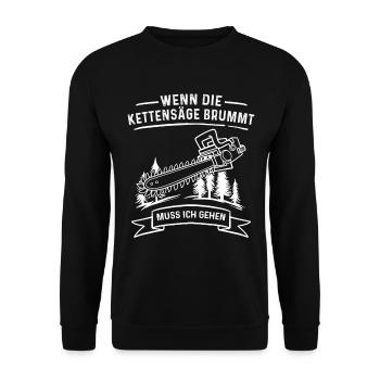 Holz Geschenke Chainsaw Kettensäge Waldarbeiter - Unisex Pullover - Schwarz - Vorne - Alina (178cm) & Michal (187cm)