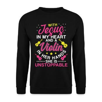Violoniste Violoniste Jesus Faith - Sweat-shirt Unisexe - noir - Devant - Alina (178cm) & Michal (187cm)