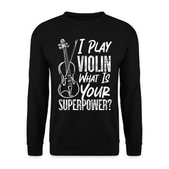 Violin Violinist Vintage I Play - Unisex Pullover - Schwarz - Vorne - Alina (178cm) & Michal (187cm)