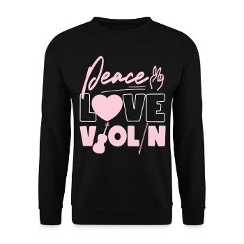 Violon Violoniste Fille Peace Love - Sweat-shirt Unisexe - noir - Devant - Alina (178cm) & Michal (187cm)