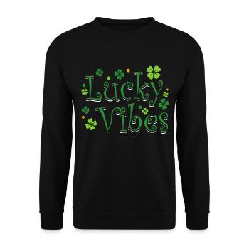 Lucky Vibes Kleeblatt St. Patrick's Day Kleeblatt - Unisex Pullover - Schwarz - Vorne - Alina (178cm) & Michal (187cm)
