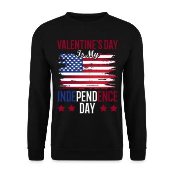 Valentine's Day is my Independence Day - Unisex Sweatshirt - black - Front - Alina (178cm) & Michal (187cm)