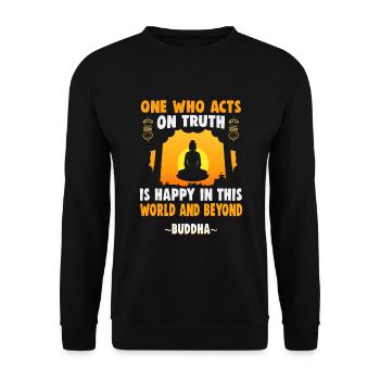 Buddhist Meditation Zen Buddha Buddhismus und Yoga - Unisex Pullover - Schwarz - Vorne - Alina (178cm) & Michal (187cm)