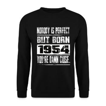 No one is perfect but born 1954 birthday - Unisex Sweatshirt - black - Front - Alina (178cm) & Michal (187cm)