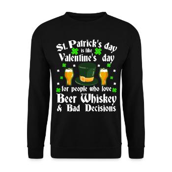 Lustiger St. Patrick's Day Paddy Saint Patrick Irish - Unisex Pullover - Schwarz - Vorne - Alina (178cm) & Michal (187cm)