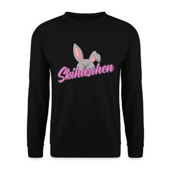 Skifahrer Skihäschen Ski - Unisex Pullover - Schwarz - Vorne - Alina (178cm) & Michal (187cm)
