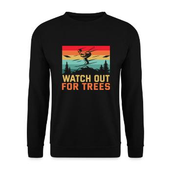 Skiers Watch out for trees Ski - Unisex Sweatshirt - black - Front - Alina (178cm) & Michal (187cm)