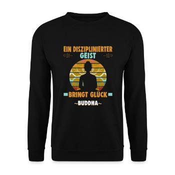 Buddhist Meditation Zen Buddha Buddhismus und Yoga - Unisex Pullover - Schwarz - Vorne - Alina (178cm) & Michal (187cm)