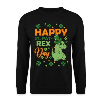 Happy St. Pat Rex Day Dinosaurs St. Patricks - Unisex Sweatshirt - black - Front - Alina (178cm) & Michal (187cm)