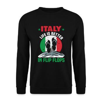 Italien Strandurlaub am Meer Design Strandmotiv - Unisex Pullover - Schwarz - Vorne - Alina (178cm) & Michal (187cm)