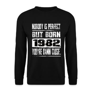 No one is perfect but born 1982 birthday - Unisex Sweatshirt - black - Front - Alina (178cm) & Michal (187cm)