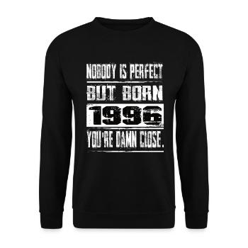 No one is perfect but born 1996 birthday - Unisex Sweatshirt - black - Front - Alina (178cm) & Michal (187cm)
