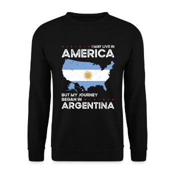 Born Argentine Argentina American USA Citizenship - Unisex Sweatshirt - black - Front - Alina (178cm) & Michal (187cm)