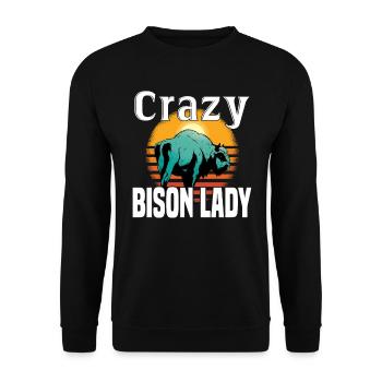 Büffel Bison Ochse Indianer Amerikanisch - Unisex Pullover - Schwarz - Vorne - Alina (178cm) & Michal (187cm)