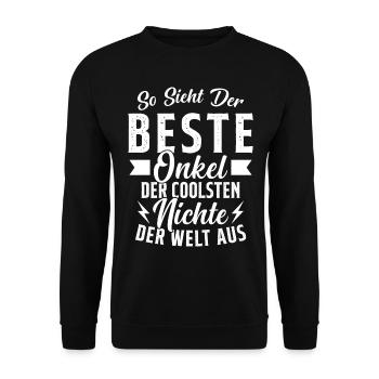 So sieht der beste Onkel der Welt aus - Unisex Pullover - Schwarz - Vorne - Alina (178cm) & Michal (187cm)