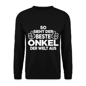 So sieht der beste Onkel der Welt aus - Unisex Pullover - Schwarz - Vorne - Alina (178cm) & Michal (187cm)