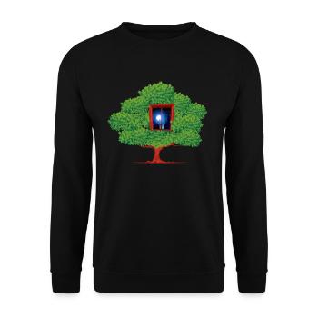 Tree Window Night Abstract - Unisex Sweatshirt - black - Front - Alina (178cm) & Michal (187cm)