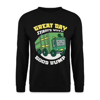 A great day starts with a good - Unisex Sweatshirt - black - Front - Alina (178cm) & Michal (187cm)