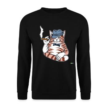 Katzen Katze Katzenshirt Katze Geschenkidee kitten - Unisex Pullover - Schwarz - Vorne - Alina (178cm) & Michal (187cm)