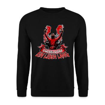 Düsseldorf ein Leben lang - Unisex Pullover - Schwarz - Vorne - Alina (178cm) & Michal (187cm)