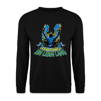 Braunschweig ein Leben lang - Unisex Pullover - Schwarz - Vorne - Alina (178cm) & Michal (187cm)