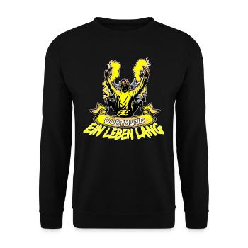 Dortmund ein Leben lang - Unisex Pullover - Schwarz - Vorne - Alina (178cm) & Michal (187cm)