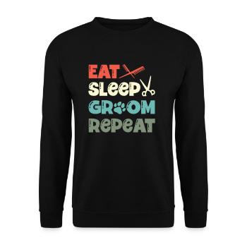 Manger Sleep Groom Repeat Fur Artist Dog Groomer - Sweat-shirt Unisexe - noir - Devant - Alina (178cm) & Michal (187cm)