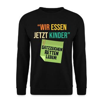 Wir Essen Jetzt Kinder - Unisex Pullover - Schwarz - Vorne - Alina (178cm) & Michal (187cm)