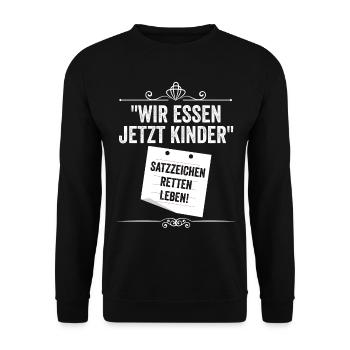 Wir Essen Jetzt Kinder - Unisex Pullover - Schwarz - Vorne - Alina (178cm) & Michal (187cm)
