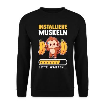 Muskeln Sport Fitness Gewichtheben Banane Affe - Unisex Pullover - Schwarz - Vorne - Alina (178cm) & Michal (187cm)