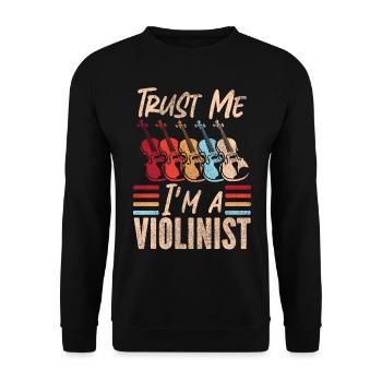 Violon Violoniste Rétro Vintage - Sweat-shirt Unisexe - noir - Devant - Alina (178cm) & Michal (187cm)