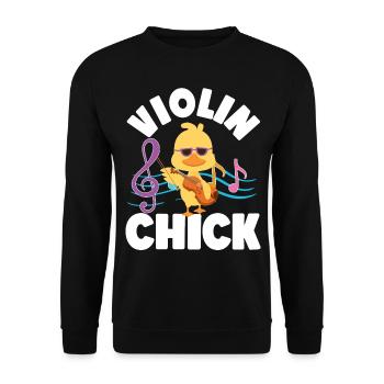 Violon Violoniste Fille Poulet - Sweat-shirt Unisexe - noir - Devant - Alina (178cm) & Michal (187cm)