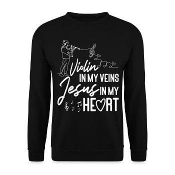 Violin Violinist Jesus Christian - Unisex Pullover - Schwarz - Vorne - Alina (178cm) & Michal (187cm)