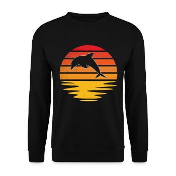 Dauphin Rétro - Sweat-shirt Unisexe - noir - Devant - Alina (178cm) & Michal (187cm)