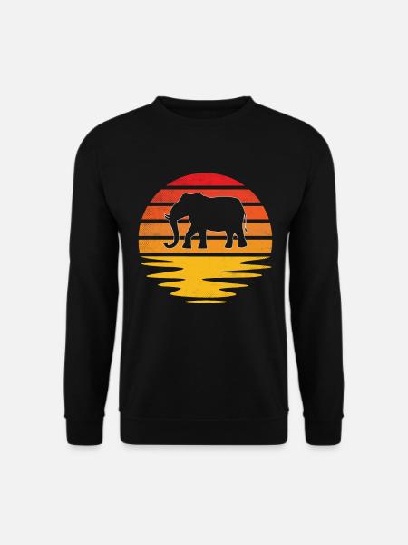 Elefant Retro - Unisex Pullover - Schwarz