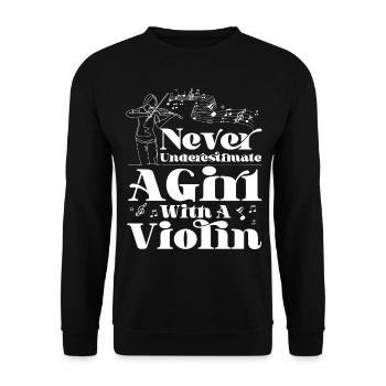 Violoniste Violoniste Fille Jamais - Sweat-shirt Unisexe - noir - Devant - Alina (178cm) & Michal (187cm)