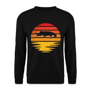Krokodil Retro - Unisex Pullover - Schwarz - Vorne - Alina (178cm) & Michal (187cm)