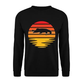 Krokodil Retro - Unisex Pullover - Schwarz - Vorne - Alina (178cm) & Michal (187cm)