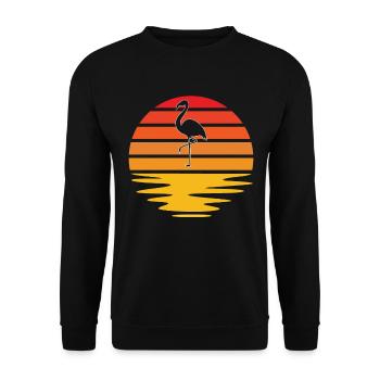 Flamant rose Rétro - Sweat-shirt Unisexe - noir - Devant - Alina (178cm) & Michal (187cm)