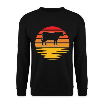 Kuh Retro - Unisex Pullover - Schwarz - Vorne - Alina (178cm) & Michal (187cm)