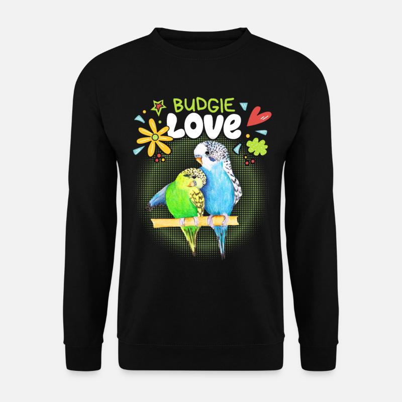 Wellensittich, verliebtes Pärchen, Sittiche - Unisex Pullover - Schwarz