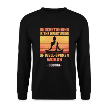 Buddhist Meditation Zen Buddha Buddhismus und Yoga - Unisex Pullover - Schwarz - Vorne - Alina (178cm) & Michal (187cm)