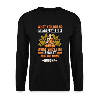 Buddhist Meditation Zen Buddha Buddhism and Yoga - Unisex Sweatshirt - black - Front - Alina (178cm) & Michal (187cm)